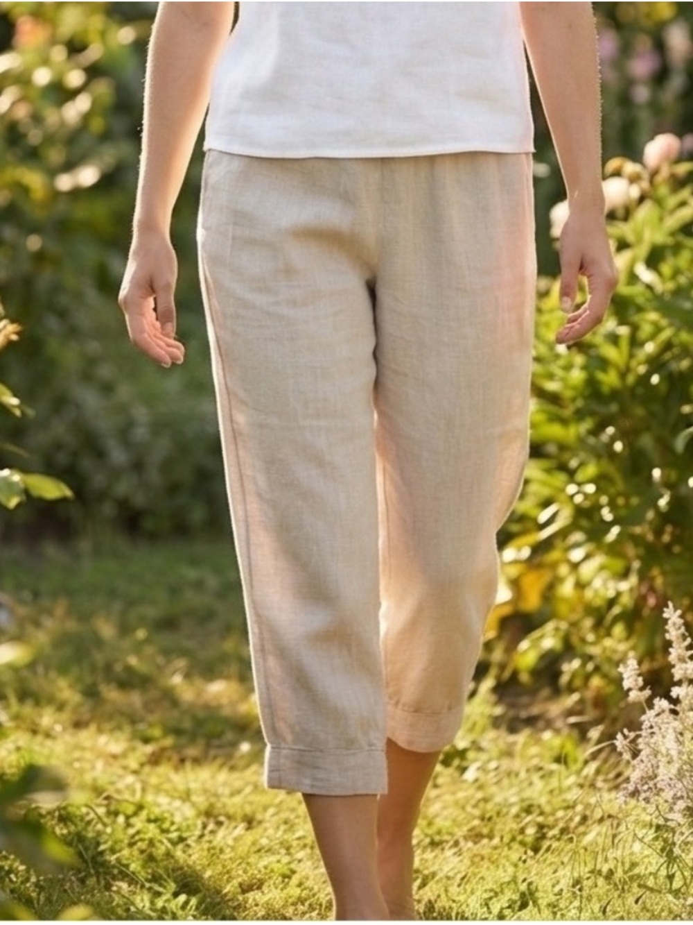 J. Jill 100% Linen Wide-Leg Crop Pants XL Petite